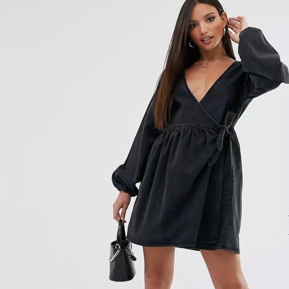 ASOS Design Denim Wrap Dress